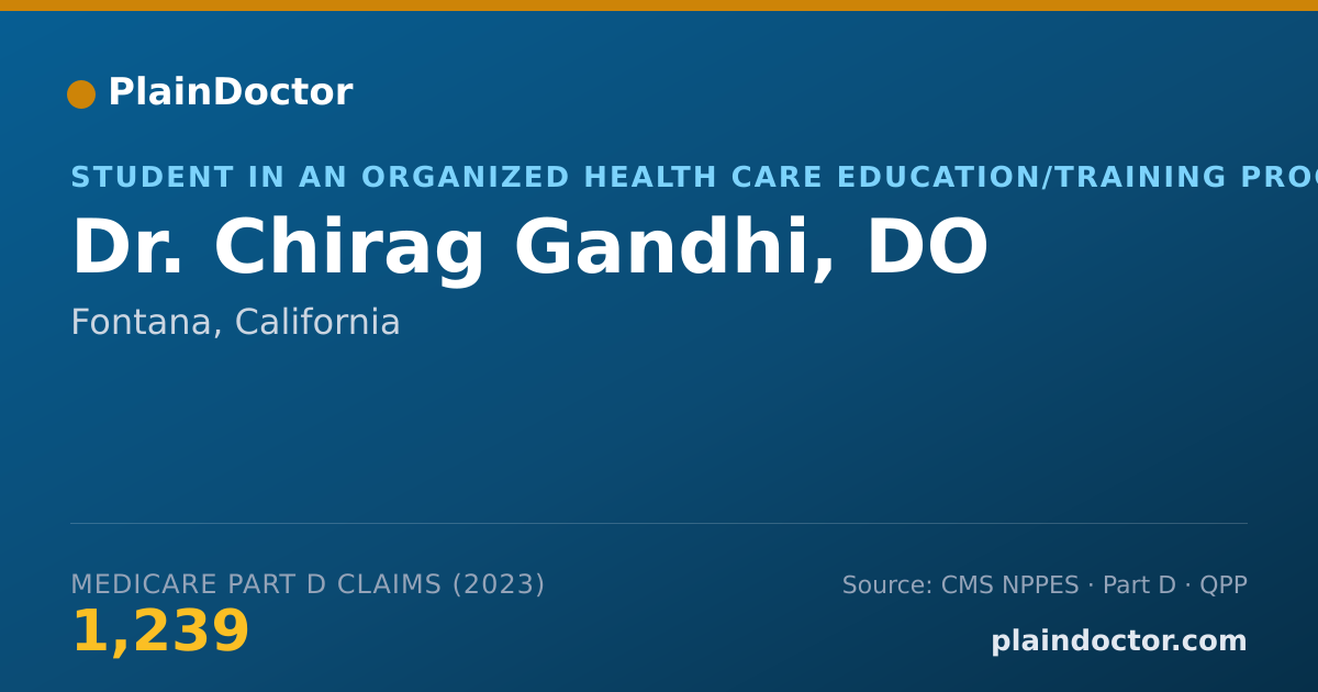 Shareable card for Chirag Gandhi, DO - Student in an Organized Health Care Education/Training Program, Fontana, CA