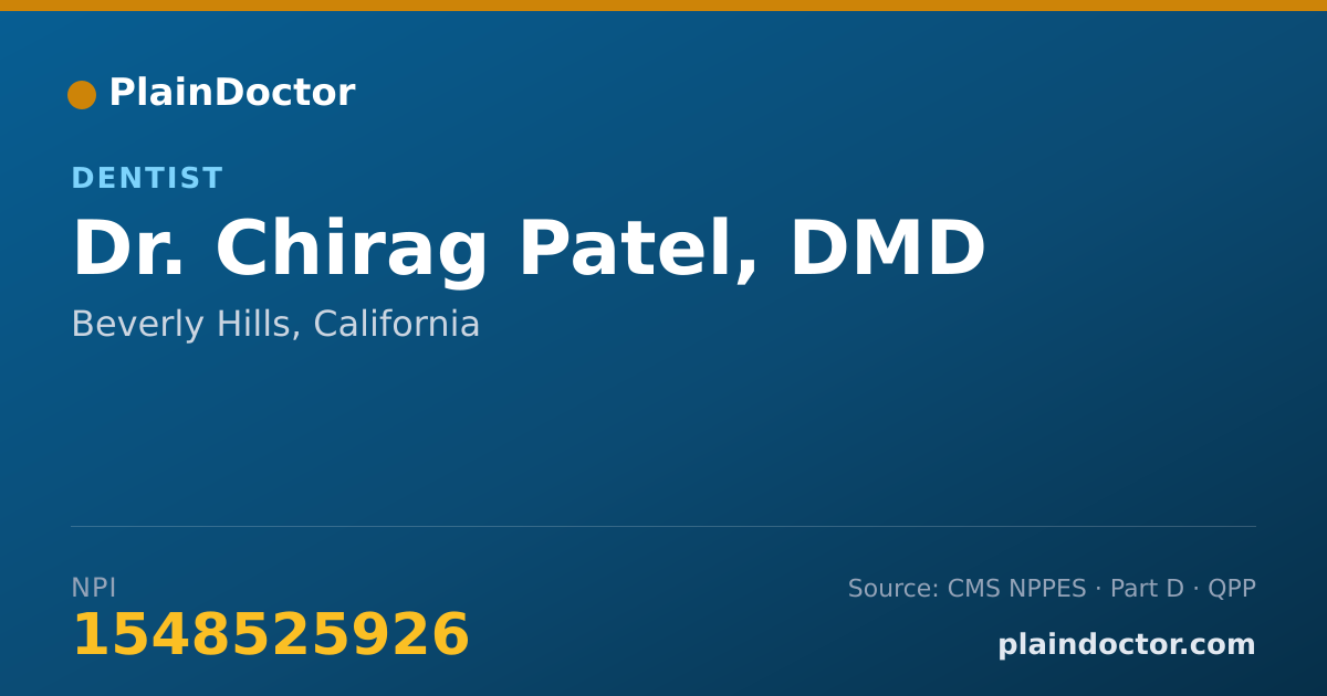 Shareable card for Chirag Patel, DMD - Dentist, Beverly Hills, CA