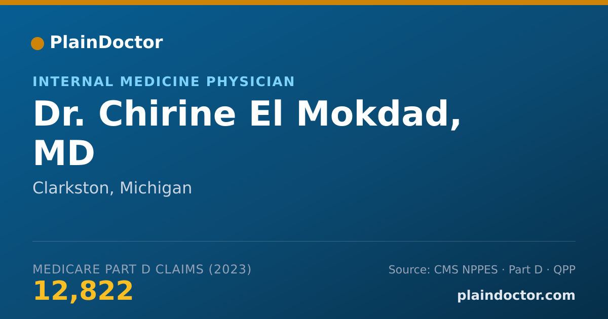 Shareable card for Chirine El Mokdad, MD - Internal Medicine Physician, Clarkston, MI