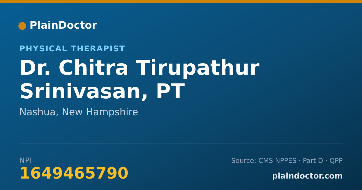 Shareable card for Chitra Tirupathur Srinivasan, PT - Physical Therapist, Nashua, NH