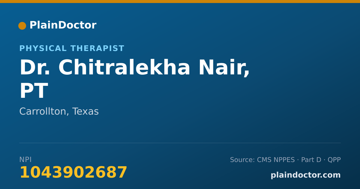 Shareable card for Chitralekha Nair, PT - Physical Therapist, Carrollton, TX
