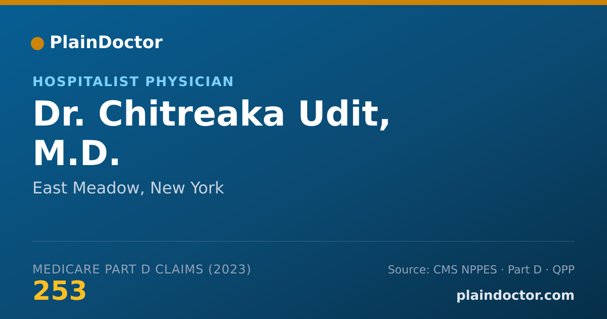 Shareable card for Chitreaka Udit, M.D. - Hospitalist Physician, East Meadow, NY