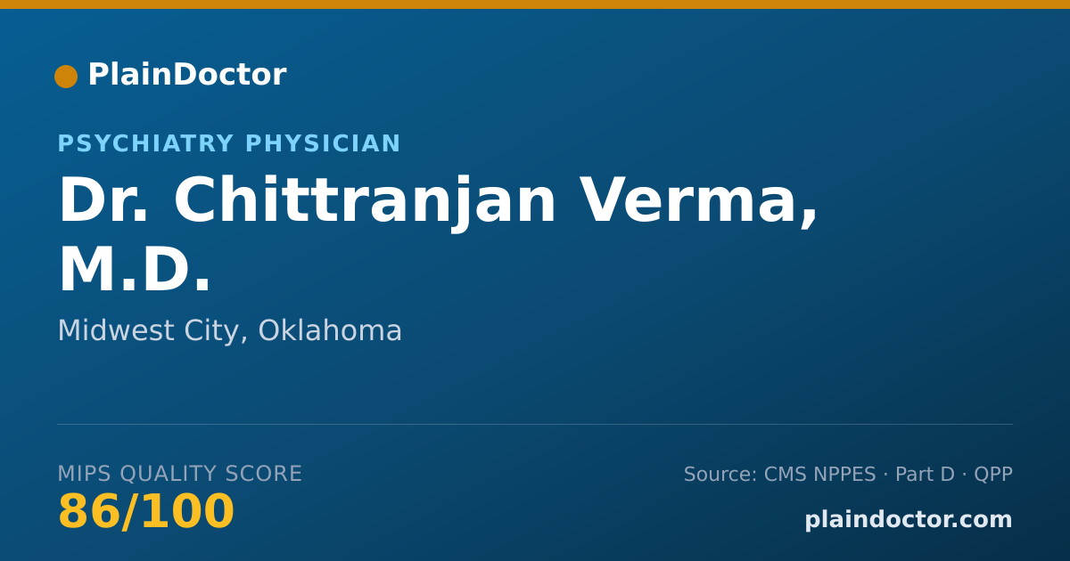 Shareable card for Chittranjan Verma, M.D. - Psychiatry Physician, Midwest City, OK
