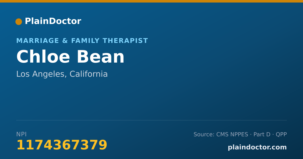 Shareable card for Chloe Bean - Marriage & Family Therapist, Los Angeles, CA