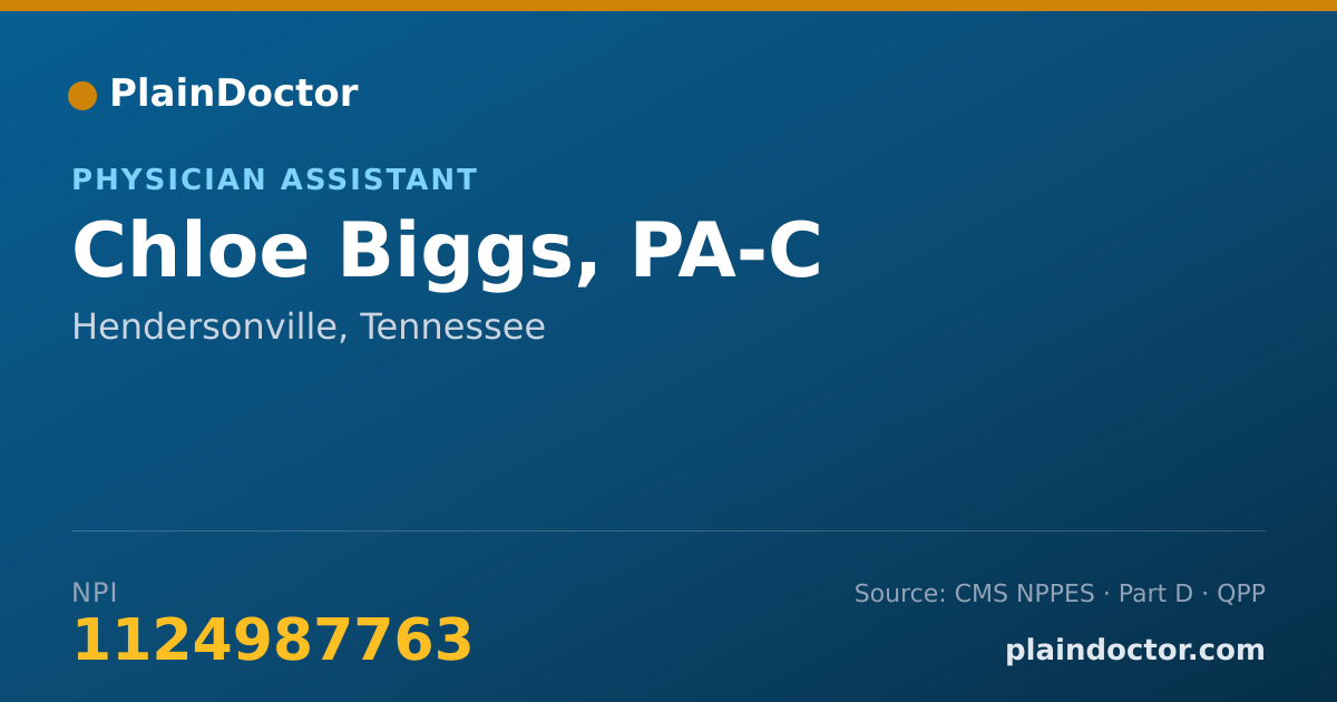 Shareable card for Chloe Biggs, PA-C - Physician Assistant, Hendersonville, TN