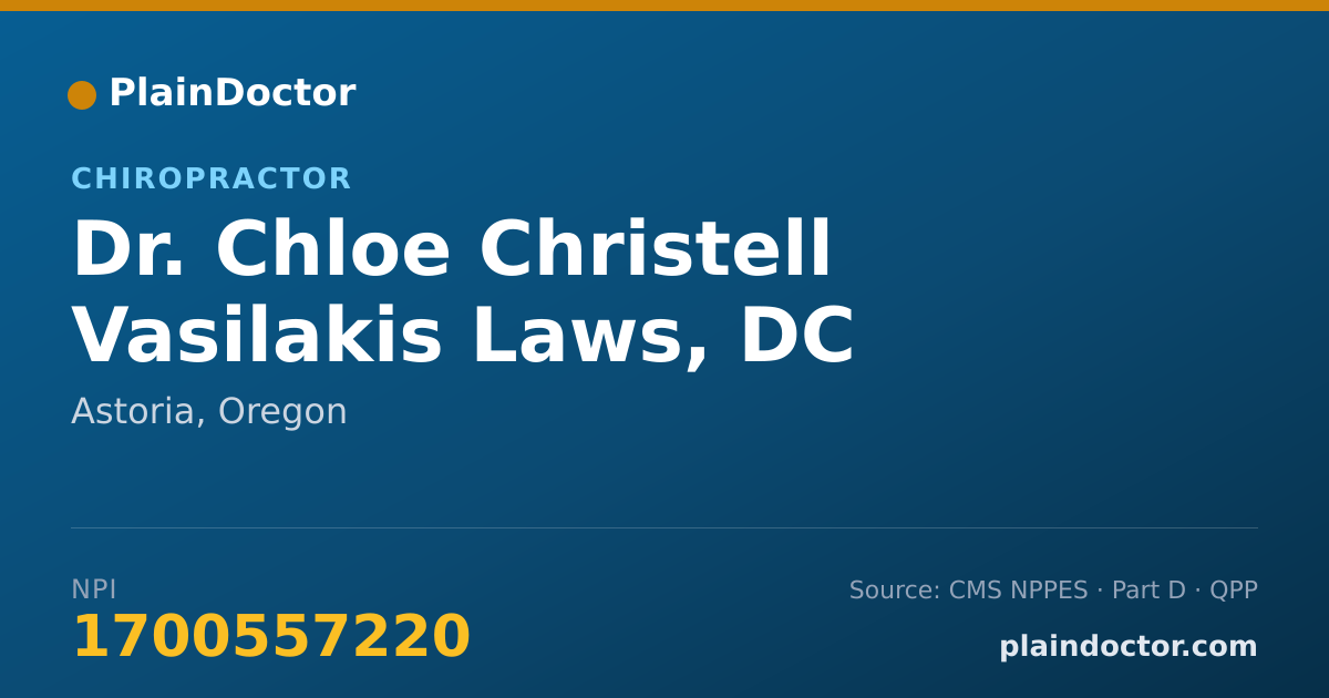 Shareable card for Chloe Christell Vasilakis Laws, DC - Chiropractor, Astoria, OR