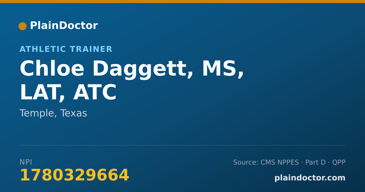 Shareable card for Chloe Daggett, MS, LAT, ATC - Athletic Trainer, Temple, TX