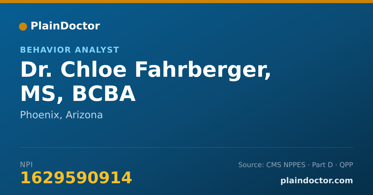 Shareable card for Chloe Fahrberger, MS, BCBA - Behavior Analyst, Phoenix, AZ