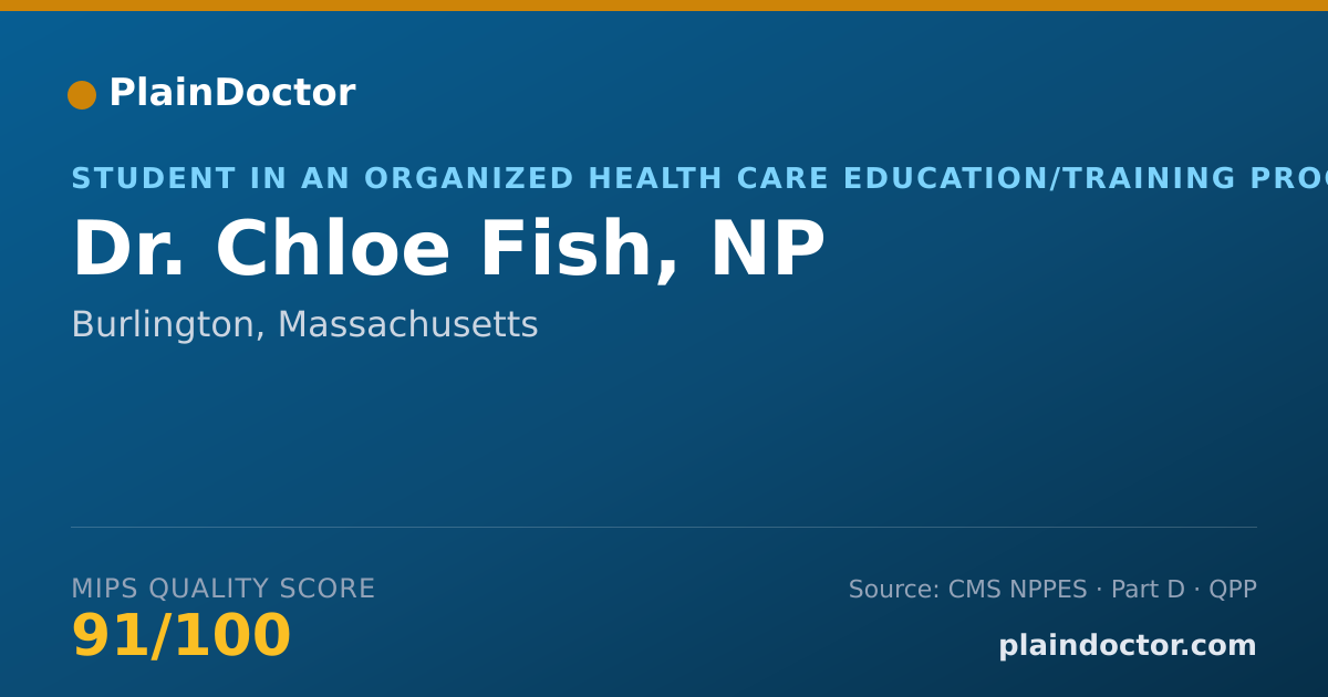 Shareable card for Chloe Fish, NP - Student in an Organized Health Care Education/Training Program, Burlington, MA