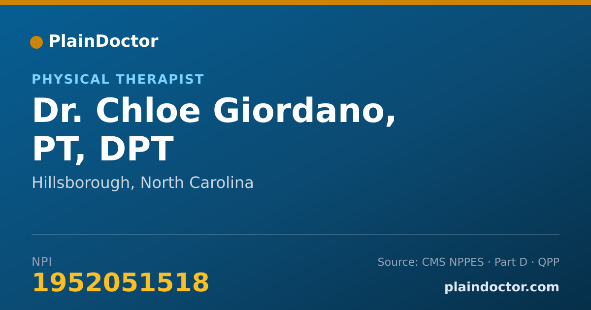Shareable card for Chloe Giordano, PT, DPT - Physical Therapist, Hillsborough, NC