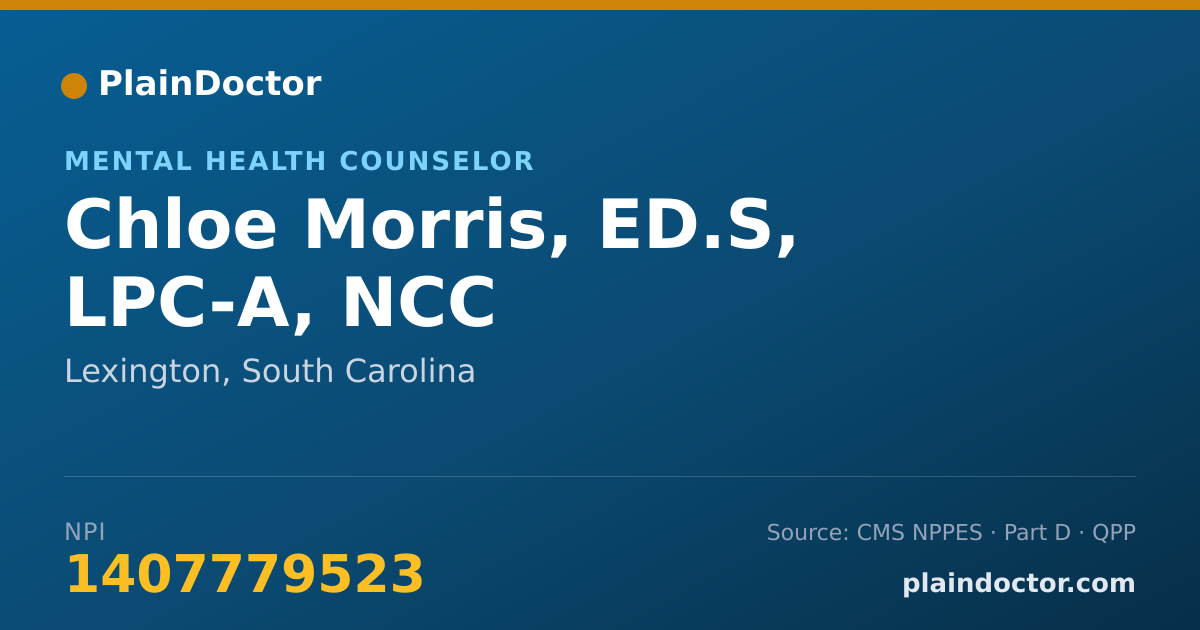 Shareable card for Chloe Morris, ED.S, LPC-A, NCC - Mental Health Counselor, Lexington, SC
