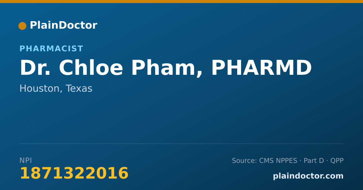 Shareable card for Chloe Pham, PHARMD - Pharmacist, Houston, TX