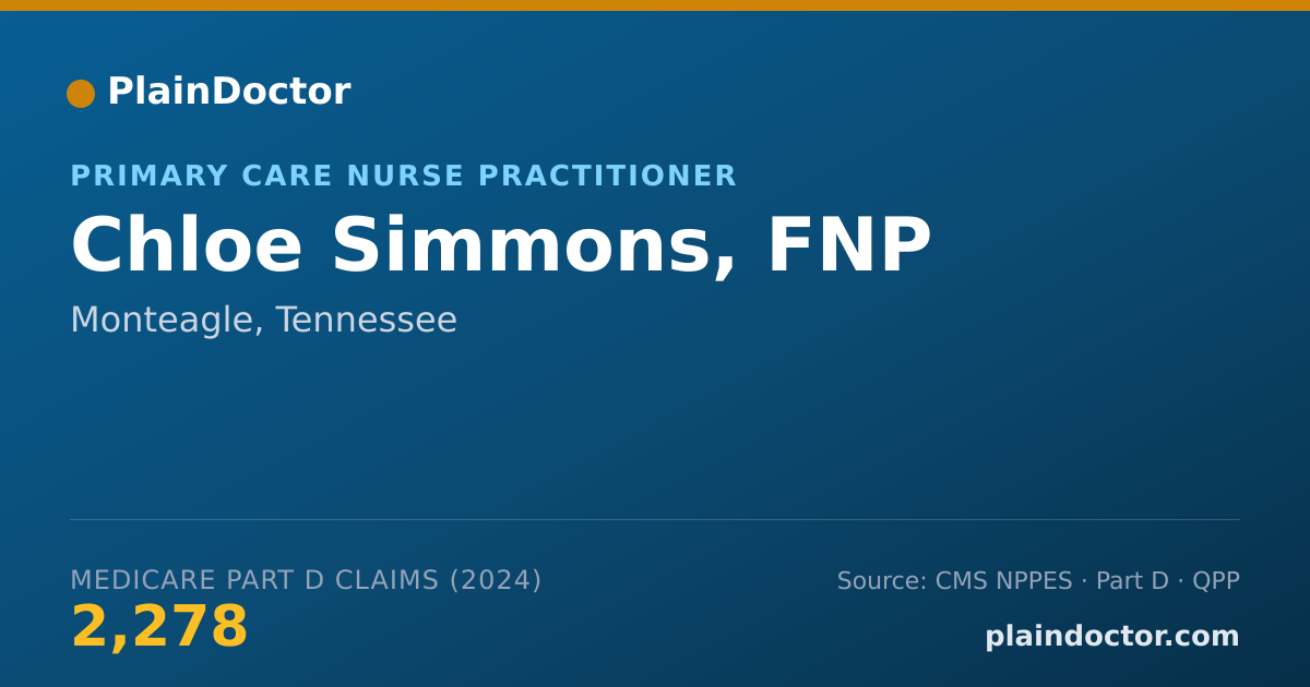 Shareable card for Chloe Simmons, FNP - Primary Care Nurse Practitioner, Monteagle, TN