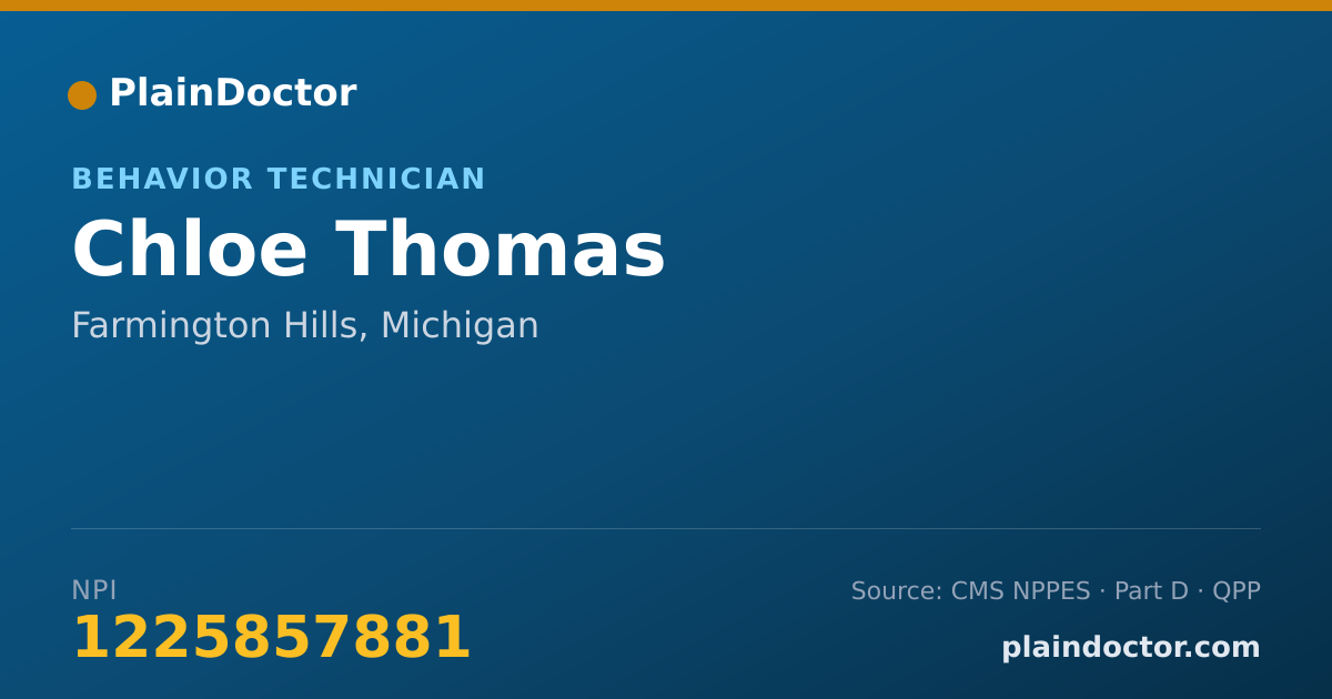 Shareable card for Chloe Thomas - Behavior Technician, Farmington Hills, MI