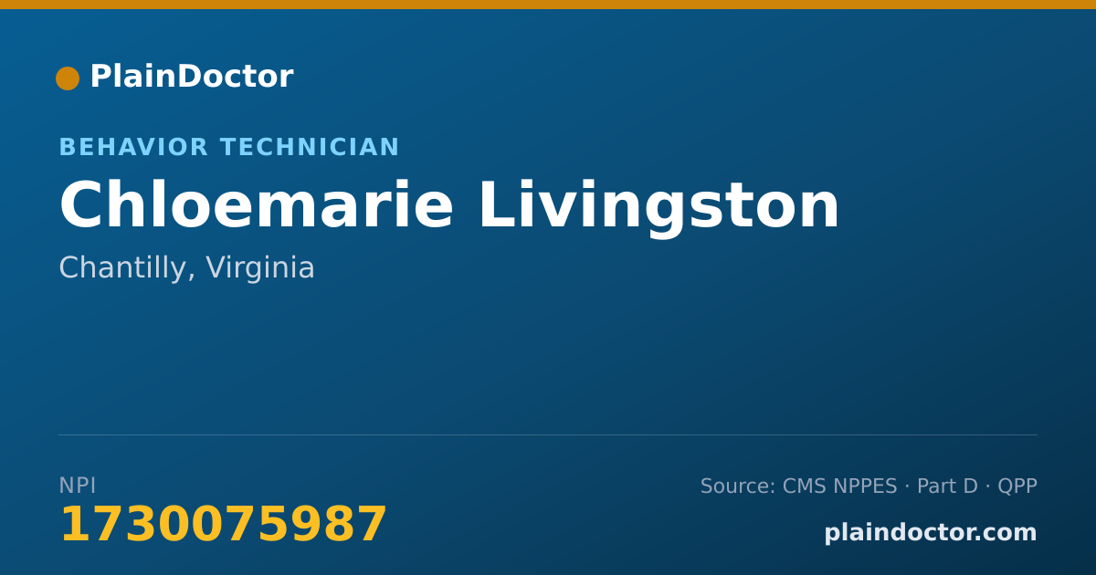 Shareable card for Chloemarie Livingston - Behavior Technician, Chantilly, VA