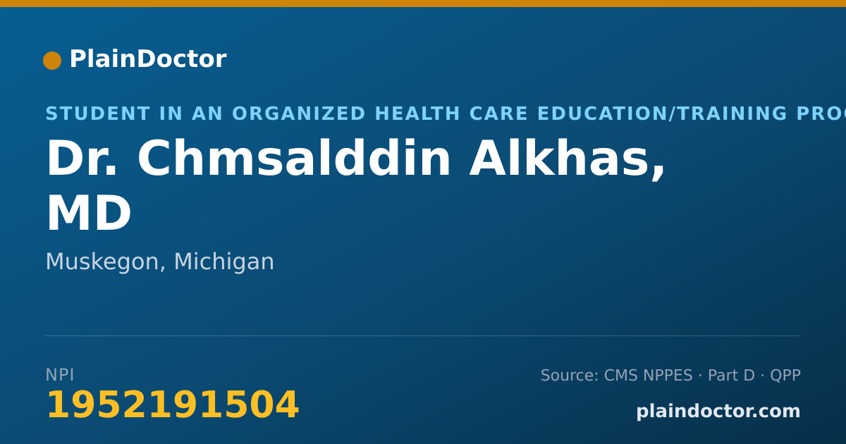 Shareable card for Chmsalddin Alkhas, MD - Student in an Organized Health Care Education/Training Program, Muskegon, MI
