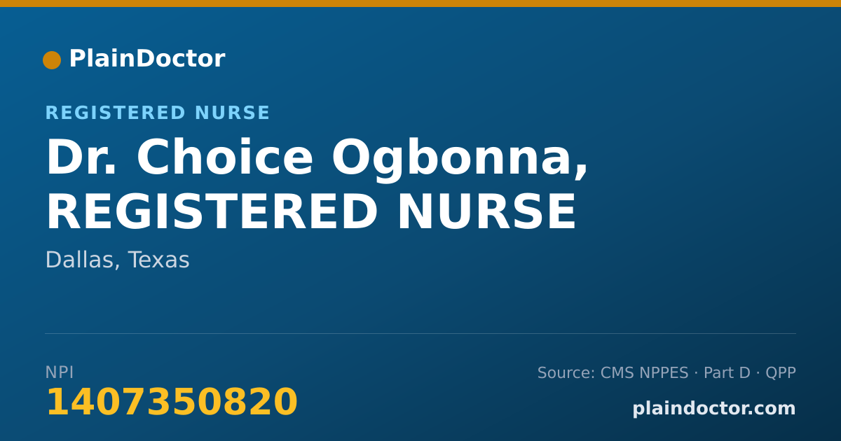 Shareable card for Choice Ogbonna, REGISTERED NURSE - Registered Nurse, Dallas, TX