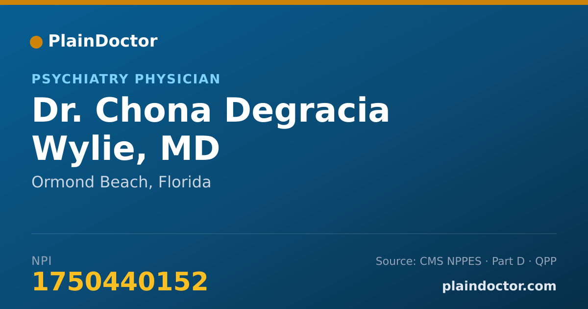 Shareable card for Chona Degracia Wylie, MD - Psychiatry Physician, Ormond Beach, FL