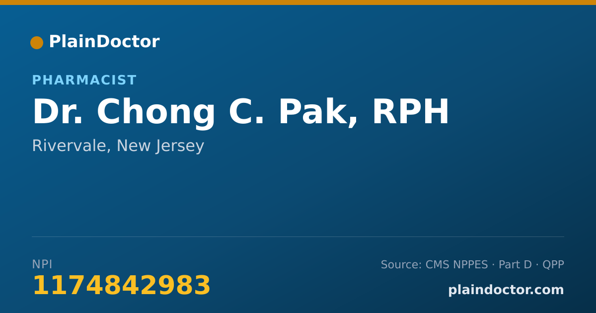 Shareable card for Chong C. Pak, RPH - Pharmacist, Rivervale, NJ