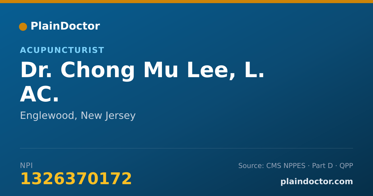 Shareable card for Chong Mu Lee, L. AC. - Acupuncturist, Englewood, NJ