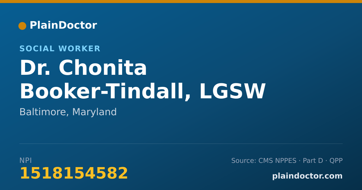 Shareable card for Chonita Booker-Tindall, LGSW - Social Worker, Baltimore, MD