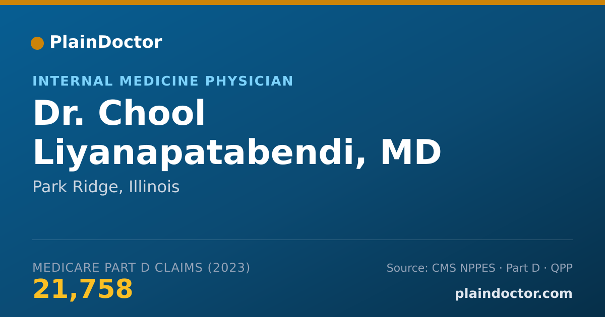 Shareable card for Chool Liyanapatabendi, MD - Internal Medicine Physician, Park Ridge, IL