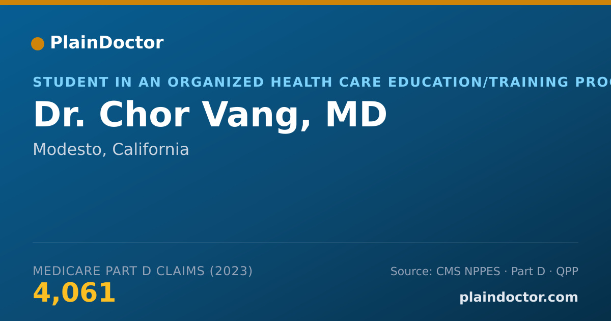 Shareable card for Chor Vang, MD - Student in an Organized Health Care Education/Training Program, Modesto, CA