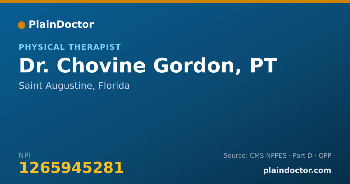 Shareable card for Chovine Gordon, PT - Physical Therapist, Saint Augustine, FL