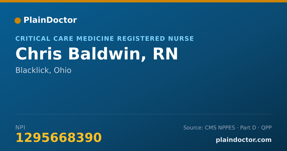 Shareable card for Chris Baldwin, RN - Critical Care Medicine Registered Nurse, Blacklick, OH