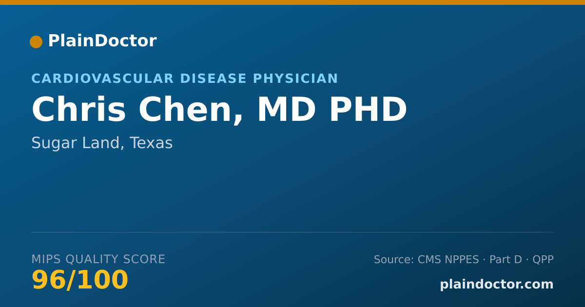 Shareable card for Chris Chen, MD PHD - Cardiovascular Disease Physician, Sugar Land, TX