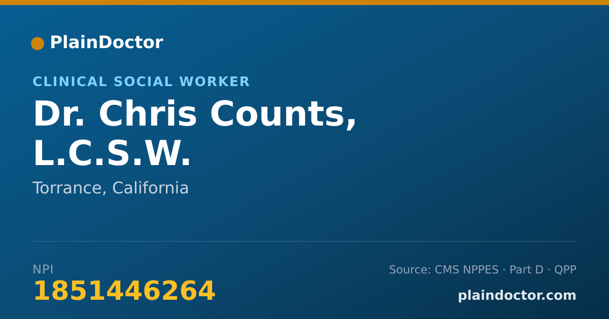Shareable card for Chris Counts, L.C.S.W. - Clinical Social Worker, Torrance, CA
