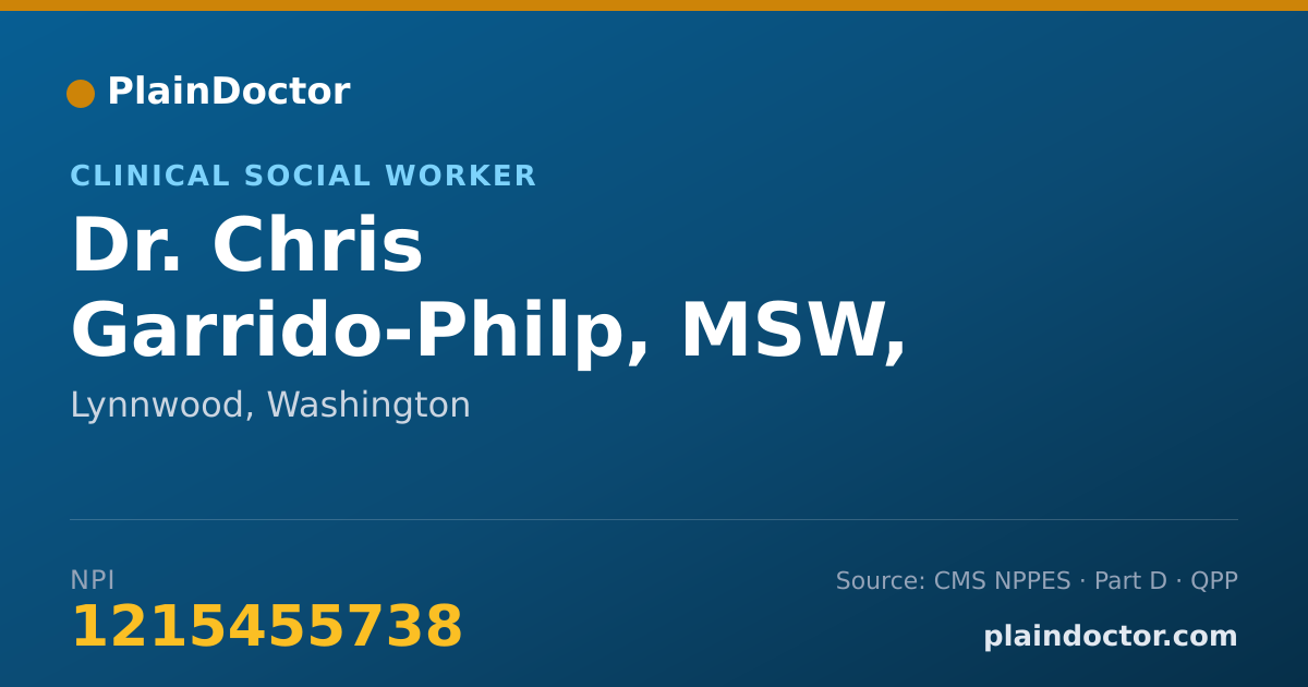 Shareable card for Chris Garrido-Philp, MSW, LICSW, MHP - Clinical Social Worker, Lynnwood, WA