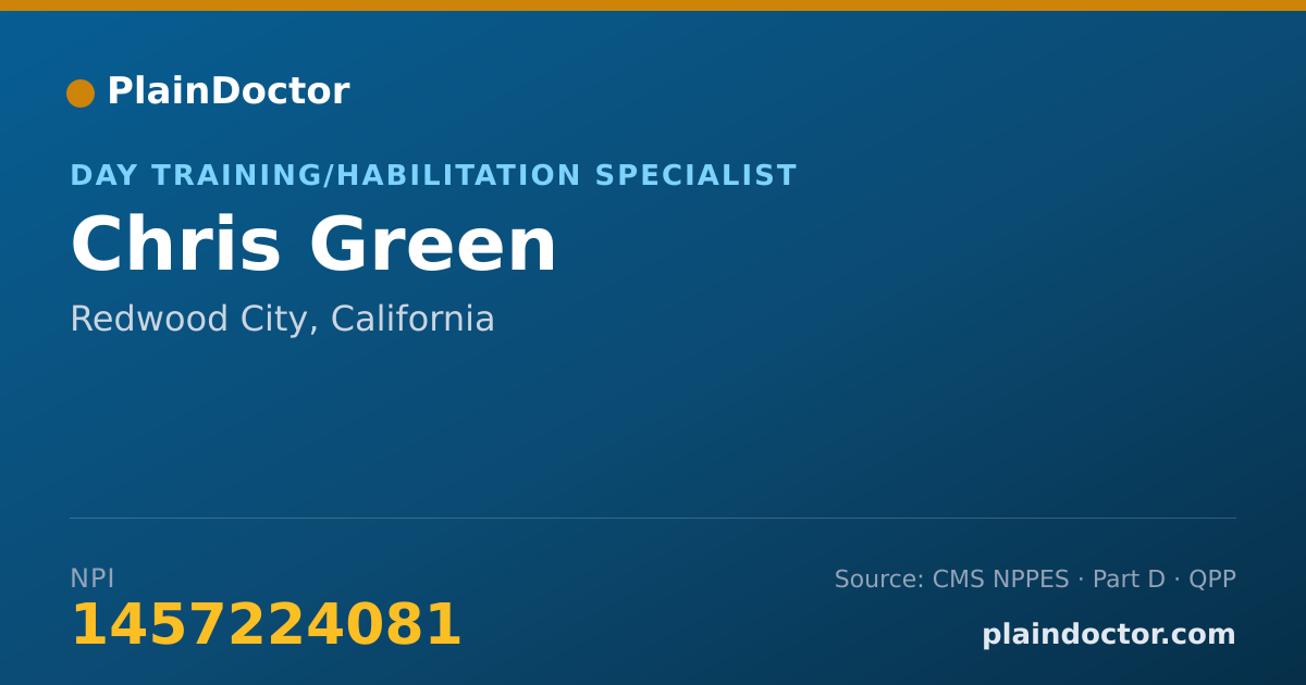 Shareable card for Chris Green - Day Training/Habilitation Specialist, Redwood City, CA