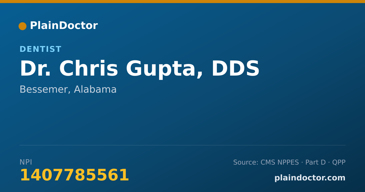 Shareable card for Chris Gupta, DDS - Dentist, Bessemer, AL