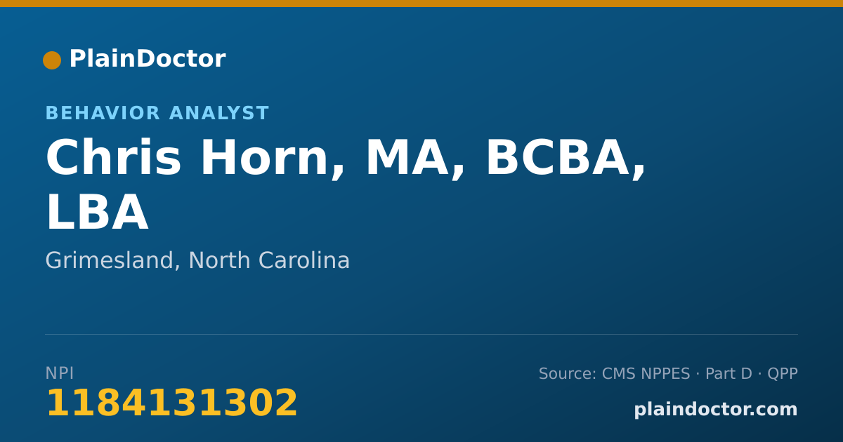Shareable card for Chris Horn, MA, BCBA, LBA - Behavior Analyst, Grimesland, NC