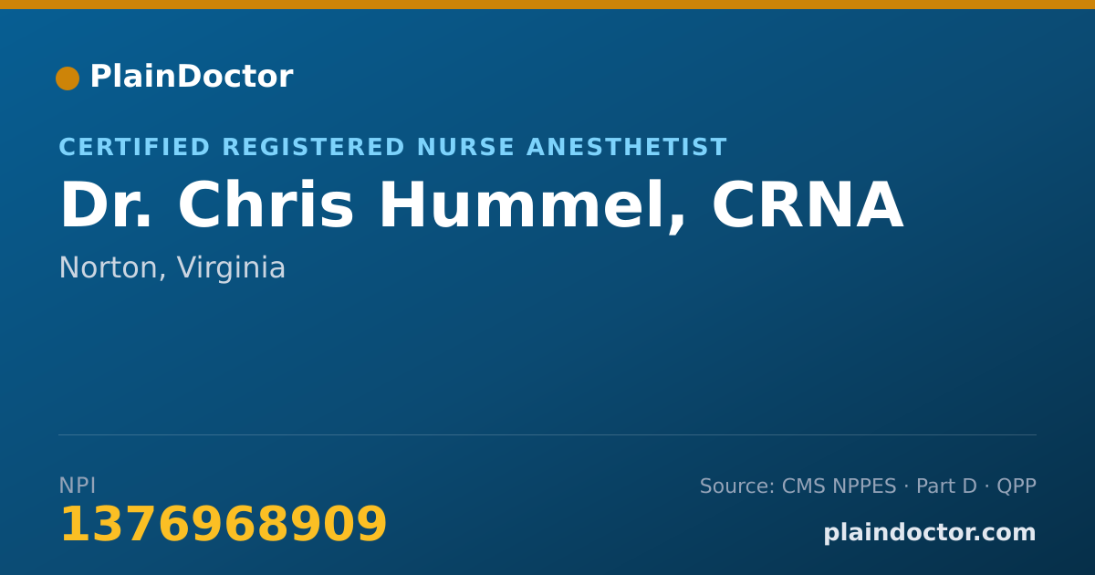 Shareable card for Chris Hummel, CRNA - Certified Registered Nurse Anesthetist, Norton, VA