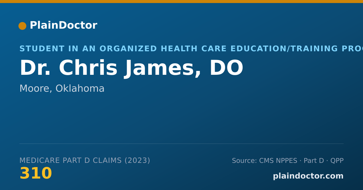 Shareable card for Chris James, DO - Student in an Organized Health Care Education/Training Program, Moore, OK