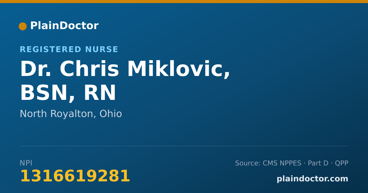 Shareable card for Chris Miklovic, BSN, RN - Registered Nurse, North Royalton, OH