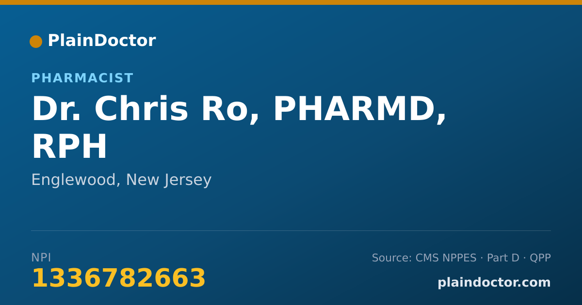 Shareable card for Chris Ro, PHARMD, RPH - Pharmacist, Englewood, NJ