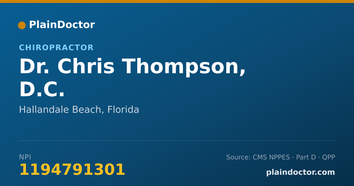Shareable card for Chris Thompson, D.C. - Chiropractor, Hallandale Beach, FL