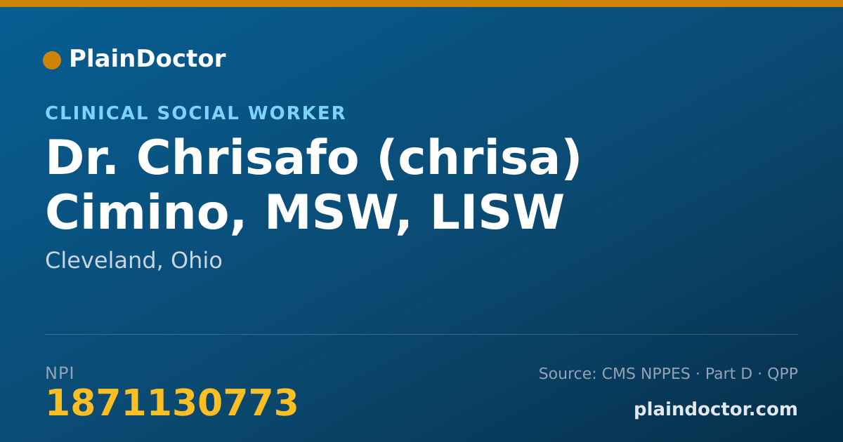 Shareable card for Chrisafo (chrisa) Cimino, MSW, LISW - Clinical Social Worker, Cleveland, OH
