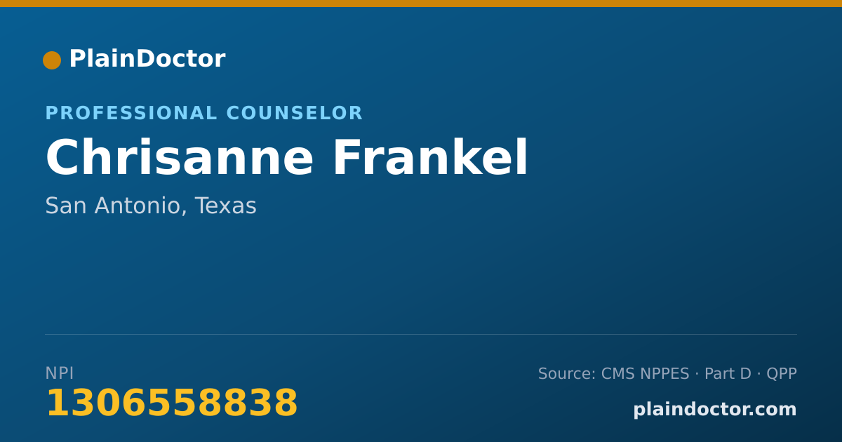 Shareable card for Chrisanne Frankel - Professional Counselor, San Antonio, TX