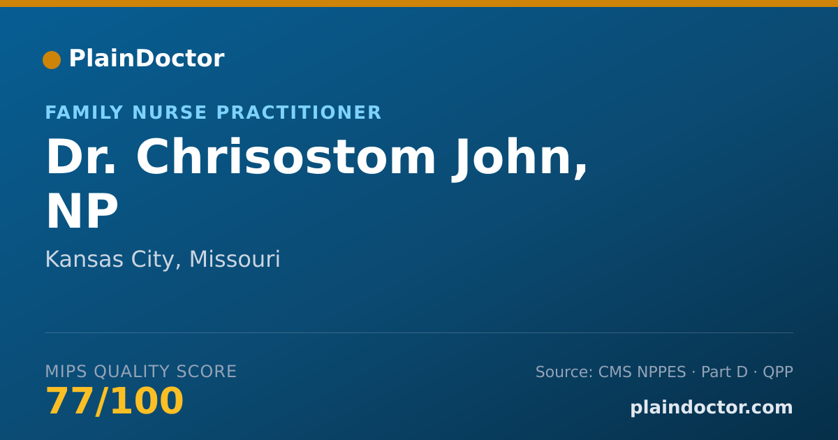 Shareable card for Chrisostom John, NP - Family Nurse Practitioner, Kansas City, MO