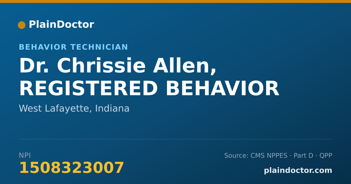 Shareable card for Chrissie Allen, REGISTERED BEHAVIOR - Behavior Technician, West Lafayette, IN