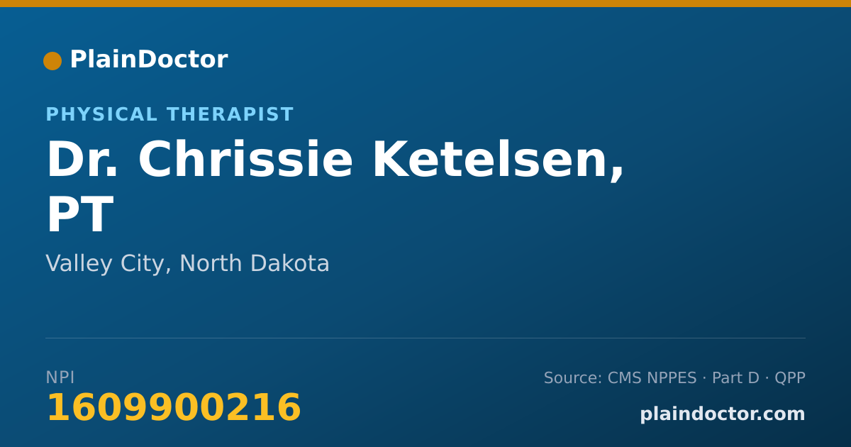 Shareable card for Chrissie Ketelsen, PT - Physical Therapist, Valley City, ND