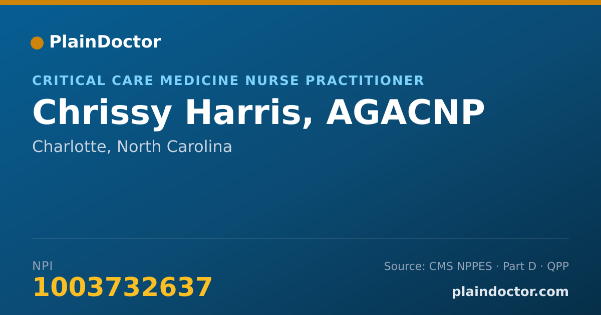 Shareable card for Chrissy Harris, AGACNP - Nurse Practitioner, Charlotte, NC