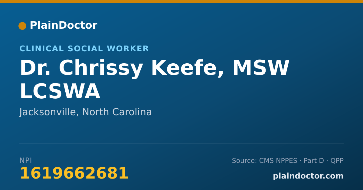 Shareable card for Chrissy Keefe, MSW LCSWA - Clinical Social Worker, Jacksonville, NC