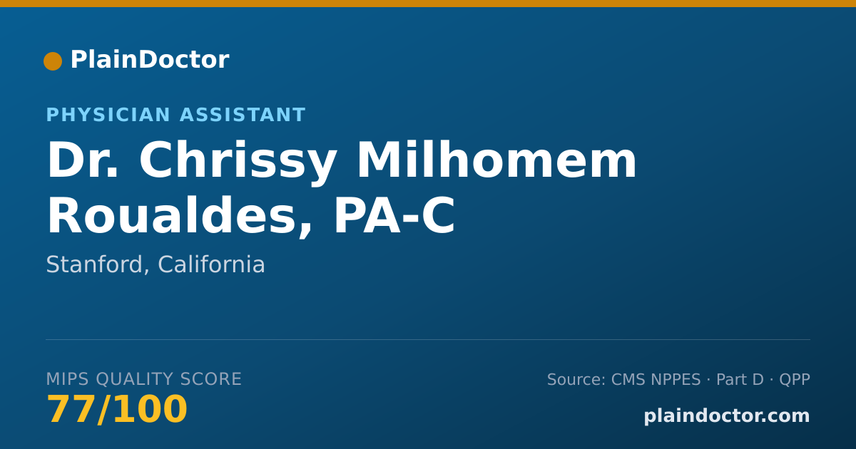 Shareable card for Chrissy Milhomem Roualdes, PA-C - Physician Assistant, Stanford, CA
