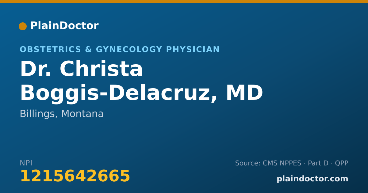 Shareable card for Christa Boggis-Delacruz, MD - Obstetrics & Gynecology Physician, Billings, MT