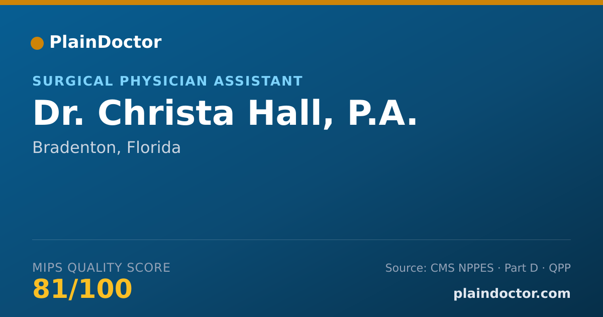 Shareable card for Christa Hall, P.A. - Surgical Physician Assistant, Bradenton, FL